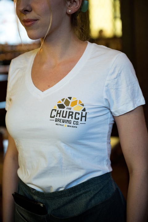 White V-Neck  T-Shirt