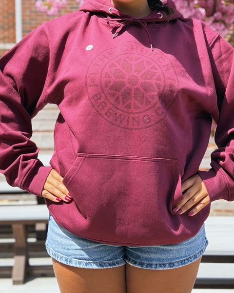 Tone on Tone Burgundy Crest Hoodie